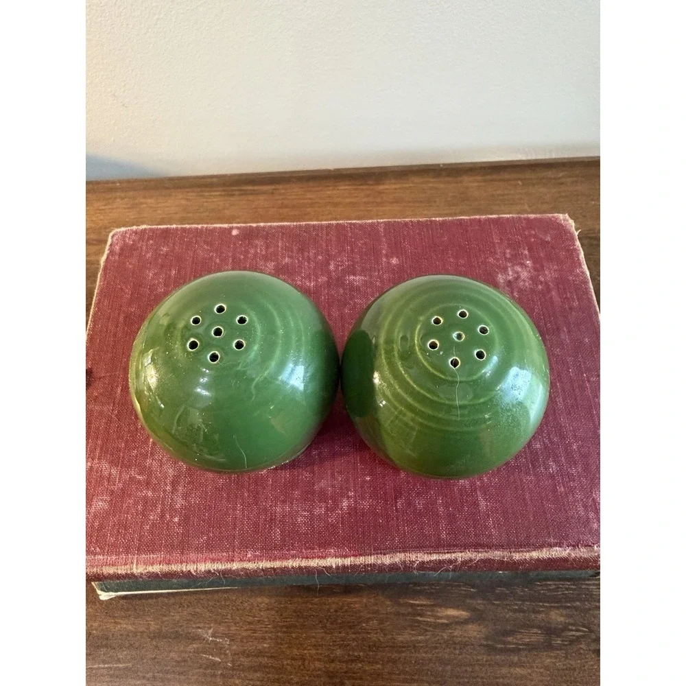 Vintage Fiestaware Forest (Dark) Green Ball Salt & Pepper Shakers Fiesta S&P